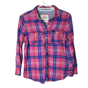 Abercrombie & Fitch Pink Plaid Flannel Button Up Shirt Medium